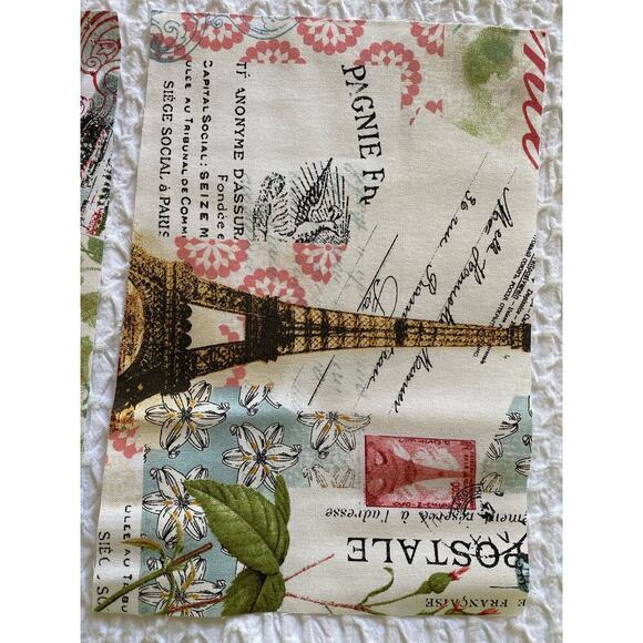 Pre-cut Paris Theme Fabric Swatch 51 Pieces Pink, Brown, Greenery, Eiffel Tower - Picture 6 of 7